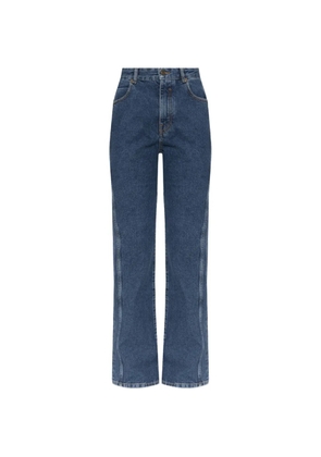 Balmain logo-embroidered straight-leg jeans - Blue