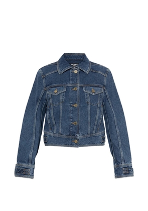 Balmain logo-button denim jacket - Blue