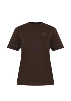 Ferragamo logo-patch open-knit-trim T-shirt - Brown