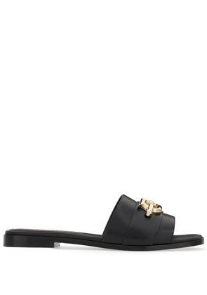 Ferragamo Gancini-plaque leather slides - Black