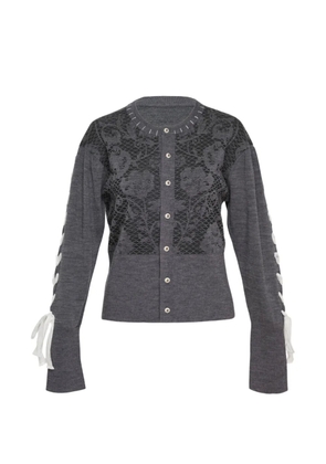 Renli Su lace-panel lace-up cardigan - Grey