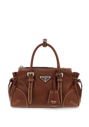 Prada small Karin buckled leather tote bag - Brown