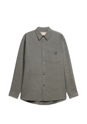 Marni logo-patch wool shirt - Grey