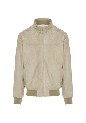 Enrico Mandelli suede-finish zip-up jacket - Neutrals