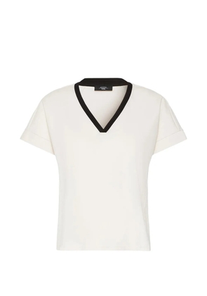Weekend Max Mara contrast-trim V-neck T-shirt - Neutrals