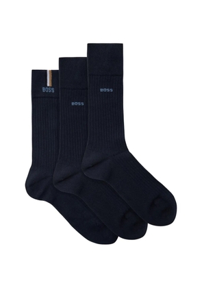 BOSS ribbed-knit logo socks - Blue