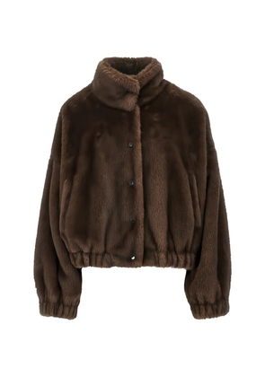 Weekend Max Mara faux-fur funnel-neck jacket - Brown