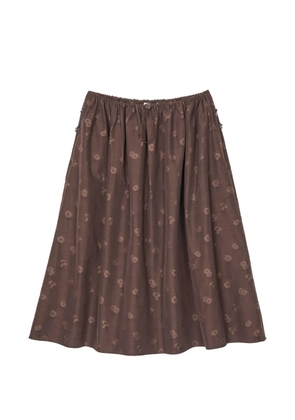Cecilie Bahnsen Fiella Ditsy-Bellis-jacquard full midi skirt - Brown