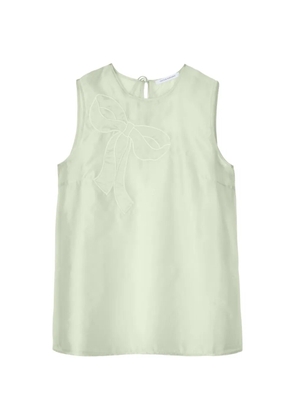 Cecilie Bahnsen Alba bow-embroidered sleeveless organza blouse - Green