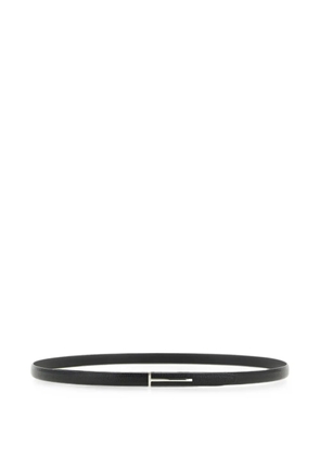 TOM FORD hammered-leather T Slim belt - Black