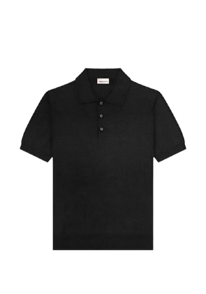 AMARANTO linen-knit polo shirt - Black