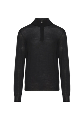 Gran Sasso half-zip fine-knit sweater - Black