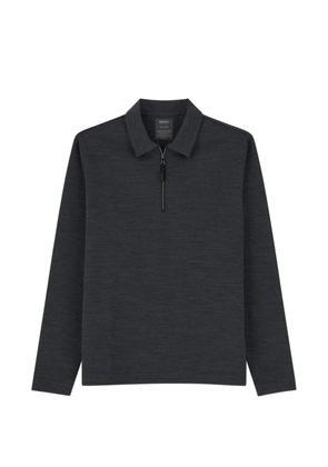 Boggi Milano quarter-zip sweatshirt in WOOLTECH wool blend diagonal - Grey