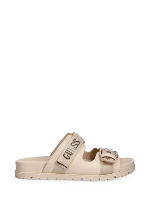 GUESS USA Faxona buckle-fastening logo-plaque sandals - Neutrals