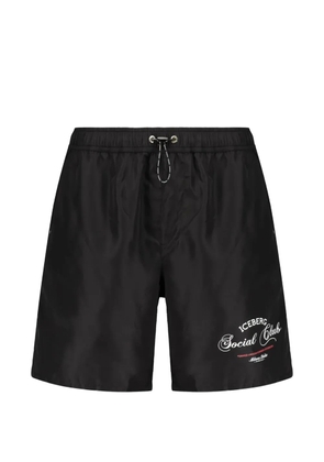 Iceberg logo-print graphic-print swim shorts - Black