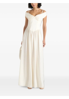 Manière De Voir Sia in ivory off-shoulder satin corset maxi dress - White