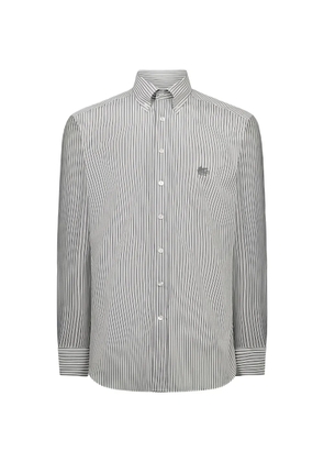 ETRO striped embroidered-logo shirt - White