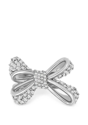 Oscar de la Renta Bow crystal-embellished ring - Silver