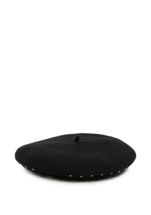 Emporio Armani studded logo-embroidered beret - Black