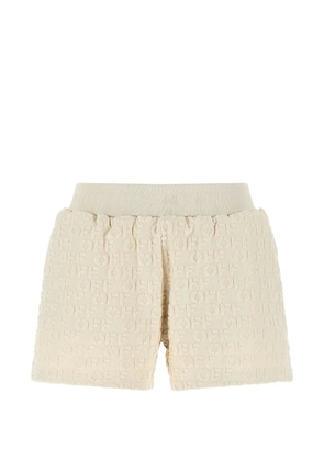 Off-White logo-jacquard terry mini shorts - Neutrals