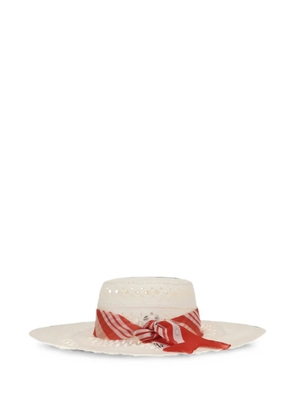 Ermanno Scervino wide-brim vichy-print hat - White