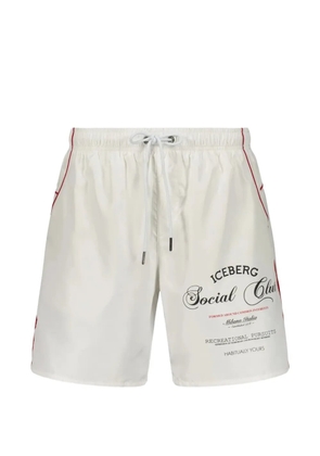 Iceberg logo-print piped swim shorts - Neutrals