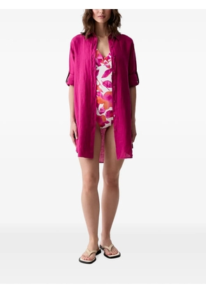 Vilebrequin Fragance roll-tab sleeve shirt mini dress - Purple