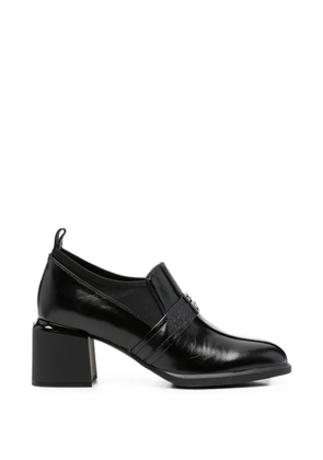 LINDA BAUMANN logo-plaque block-heel pumps - Black