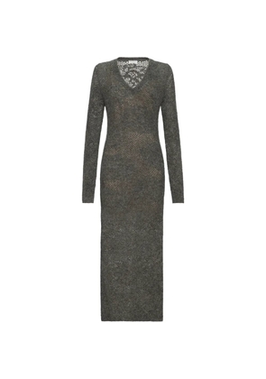 Brunello Cucinelli lace flowers knit dress in sparkling mohair and virgin wool - Grey