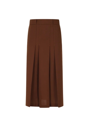 Semicouture Janette pleated-detail belt-loops midi skirt - Brown