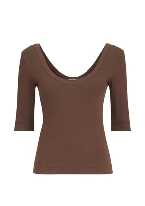 Brunello Cucinelli stretch cotton ribbed jersey T-shirt with Monili - Brown