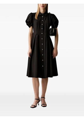 DKNY puff-sleeve pleated midi dress - Black