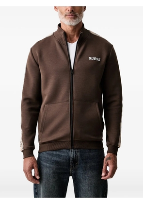 GUESS USA logo-tape zip-up sweater - Brown