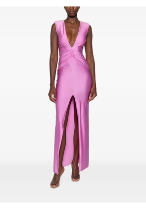 Amen ruched V-neck maxi dress - Pink