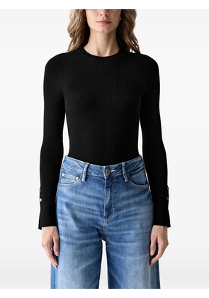 GUESS USA Ellie ribbed-knit button-cuff sweater - Black