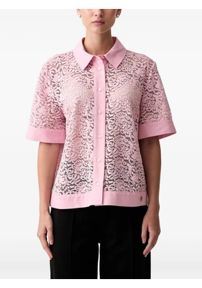 Joop! lace-overlay short-sleeve shirt - Pink