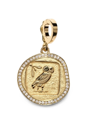 Azlee small Owl Wisdom diamond pendant - Gold