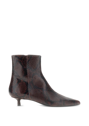 Aeyde Sofie snake-print pointed-toe ankle boots - Brown