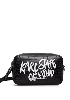 Karl Lagerfeld Jeans croc-effect logo-print shoulder bag - Black