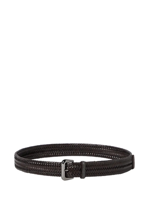 Brunello Cucinelli stretch braided-leather belt with shiny loop - Brown