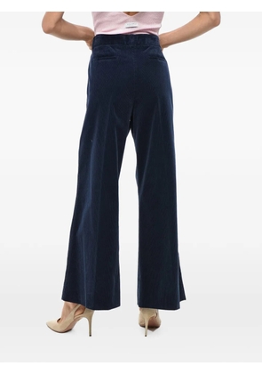 QL2 Melody ribbed-velour wide-leg trousers - Blue