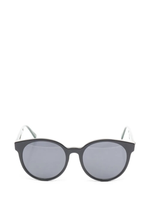 Gucci Pre-Owned 2020s Web stripe round sunglasses - Black