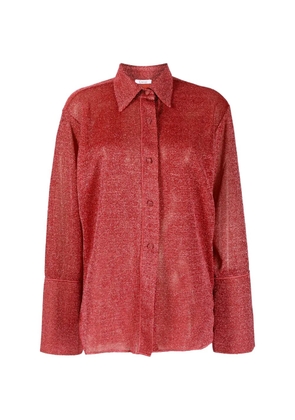Oséree metallic-effect button-up shirt - Red