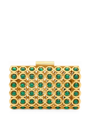 Oscar de la Renta mini Saturn malachite-embellished cage-style clutch bag - Gold