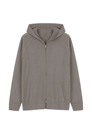 Boggi Milano knitted sweatshirt full-zip hoodie in superfine merino - Grey