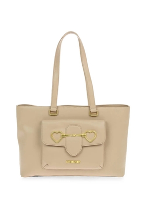 Moschino heart-clasp pocket shoulder bag - Neutrals