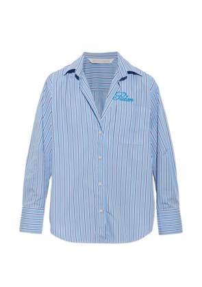Palm Angels striped embroidered-logo shirt - Blue