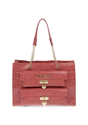 Moschino crocodile-effect heart-padlock shoulder bag - Red