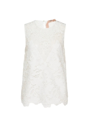 Nº21 floral-lace sleeveless top - Neutrals