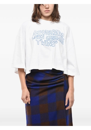 DSQUARED2 logo-print cropped top - White